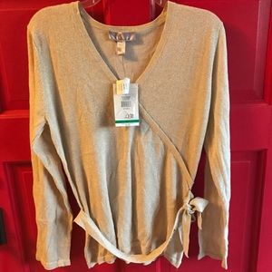 Nine & Co Belted Crossover shirt Shimmering